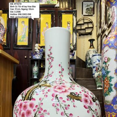 Bình củ tỏi họa tiết Hoa Đào